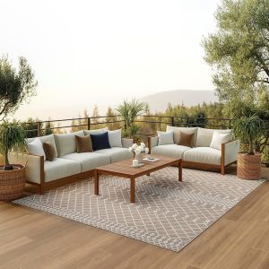 Nourison Positano Indoor/Outdoor Beige 8' x 10' Area Rug, Easy Cleaning, Non Shedding, Bed Room, Living Room, Dining Room, Backyard, Deck, Patio (8x10)
