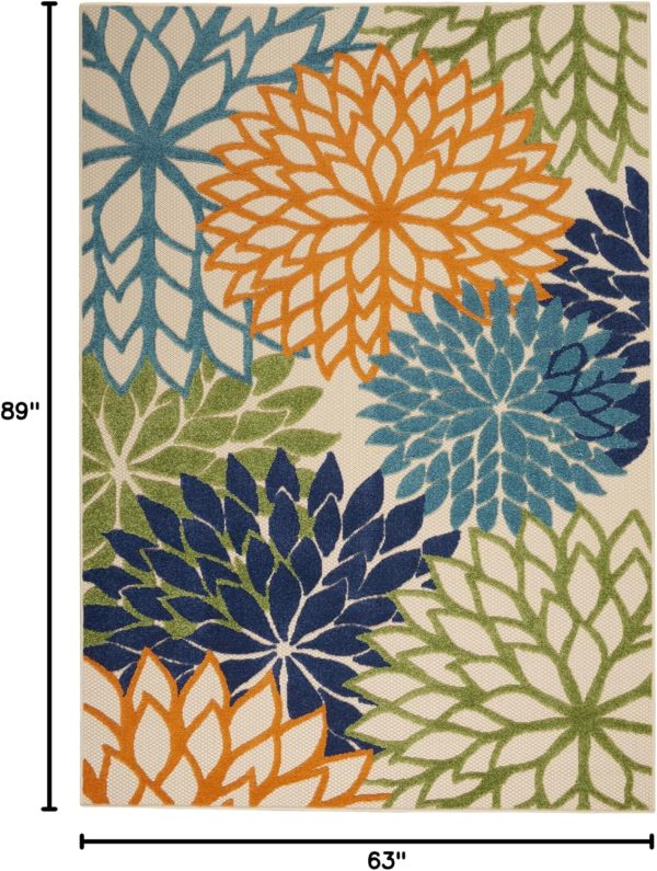 Nourison Aloha Indoor/Outdoor 5'3" x 7'5" Area Rug, Tropical, Botanical, Easy Clean, Non Shedding, Bed Room, Living Room, Dining Room, Deck, Backyard, Patio (5x7) - Image 2