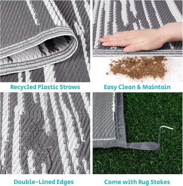 HEBE Outdoor Rug 6' x 9' Waterproof for Patios Clearance, Reversible Plastic Straw Rug Camping Carpet, Indoor Outdoor Area Rugs Patio Mats for RV,Picnic,Backyard,Deck,Balcony,Porch - Image 5