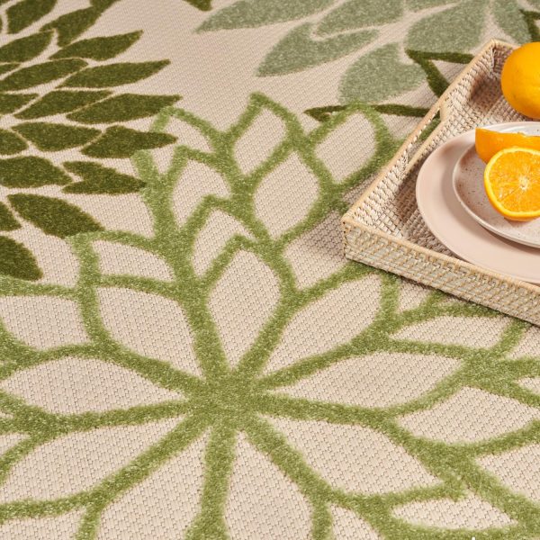 Nourison Aloha 4' x 6' Ivory Green Fabric Tropical Area Rug (4' x 6') - Image 5
